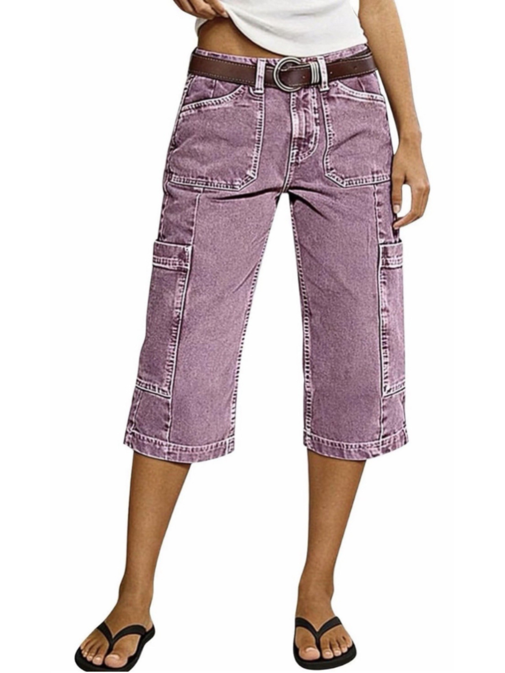 Flamingals Capri Straight Wide Leg Pants for Women 4XL